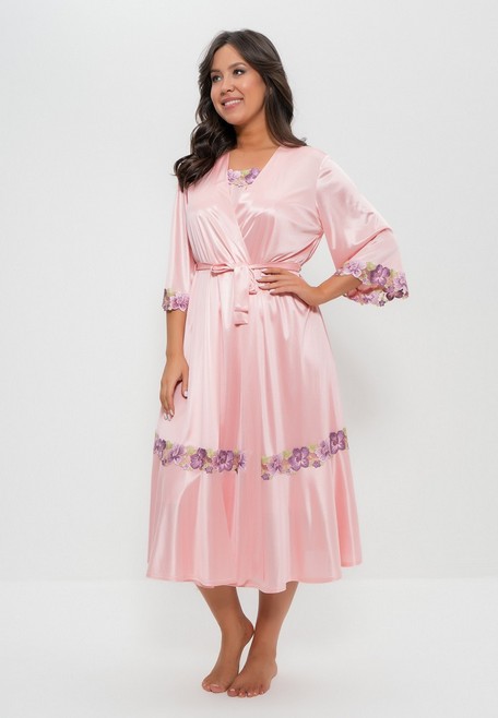 Халат женский длинный  1299 Cleo ч/роза