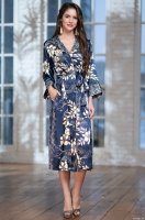 Халат длинный на пуговицах домашний атласный  Блюмарин 8449  Mia-Amore