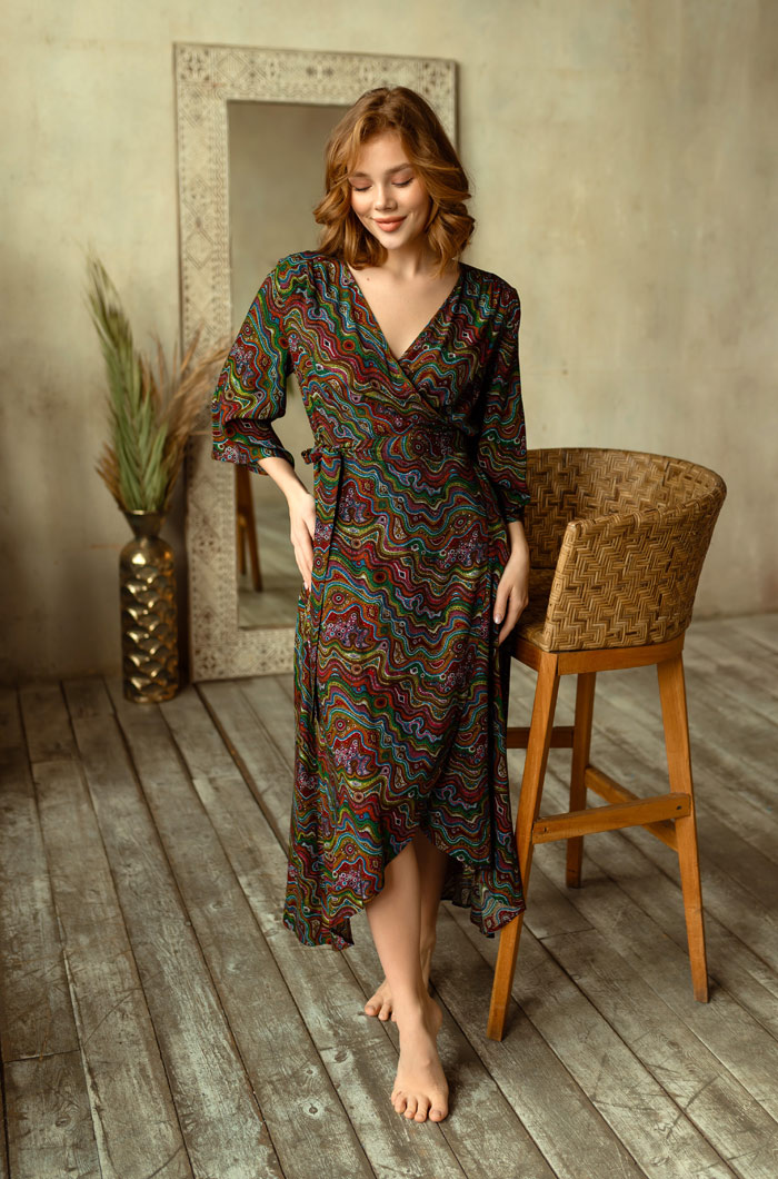 Платье длинное женское из вискозы на запахе Reina Рейна 16473 Миа-Миа