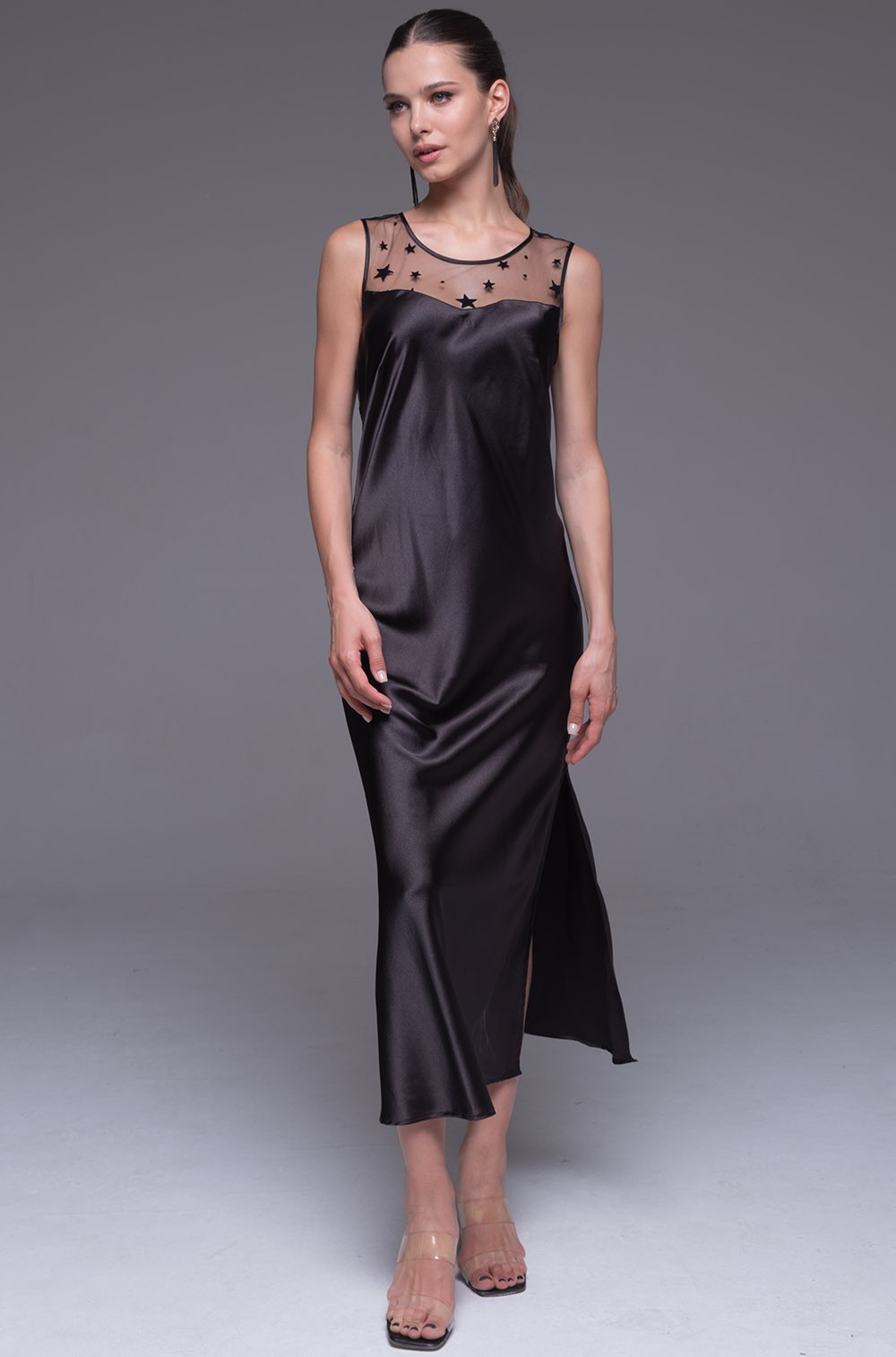 Соблазнительная сорочка из шёлка с сеткой Andromeda 4308 Mia-Amore