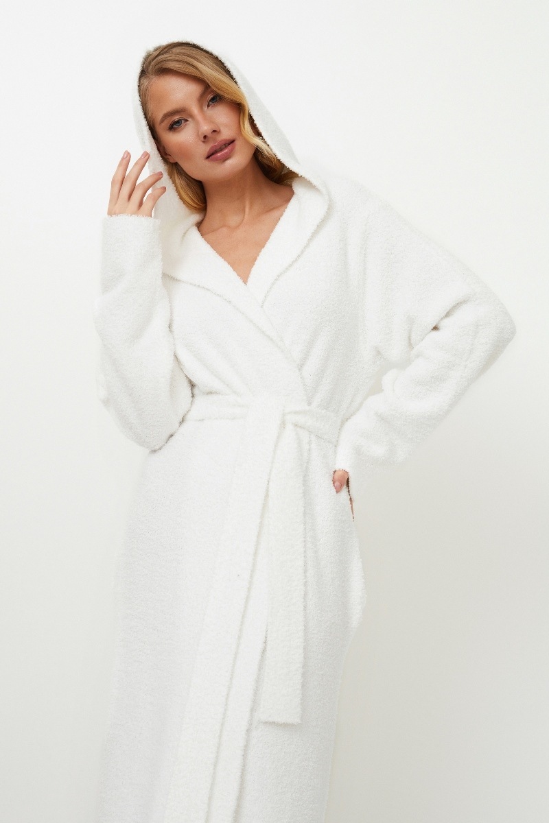 Мягкий белый халат с капюшом средней длины  KEYLA  Aruelle Литва