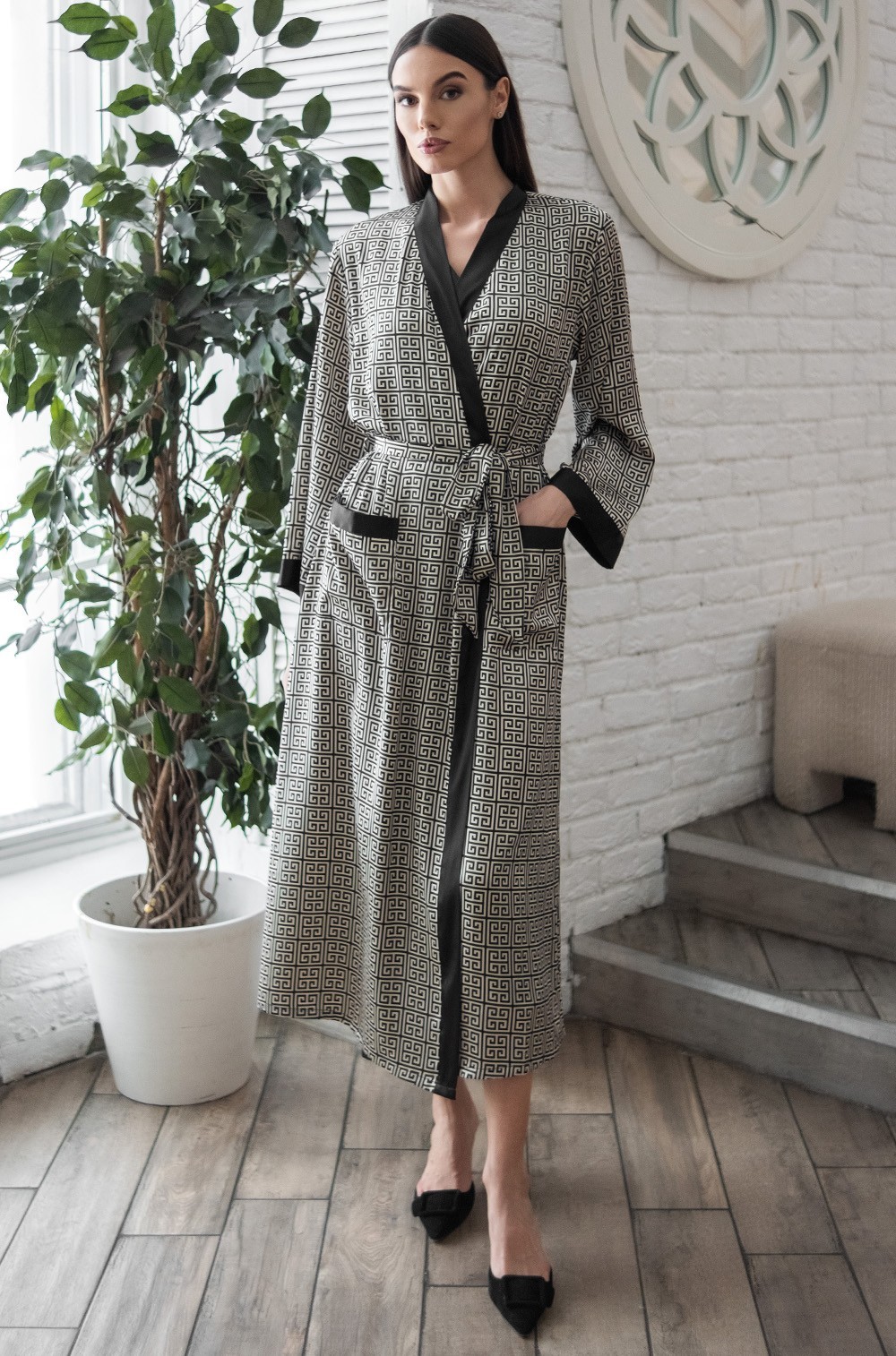 Халат женский домашний шёлковый длинный 4089 Жадор Mia-Amore