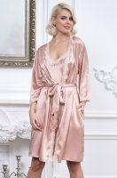 Халат женский домашний атласный запашной  Джулия JULIA 8733 пудра Mia-Amore