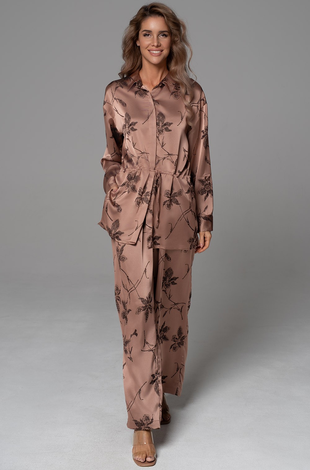 Пижама на пуговицах с кулиской из шёлка с вискозой Шейла 4895 Mia-Amore