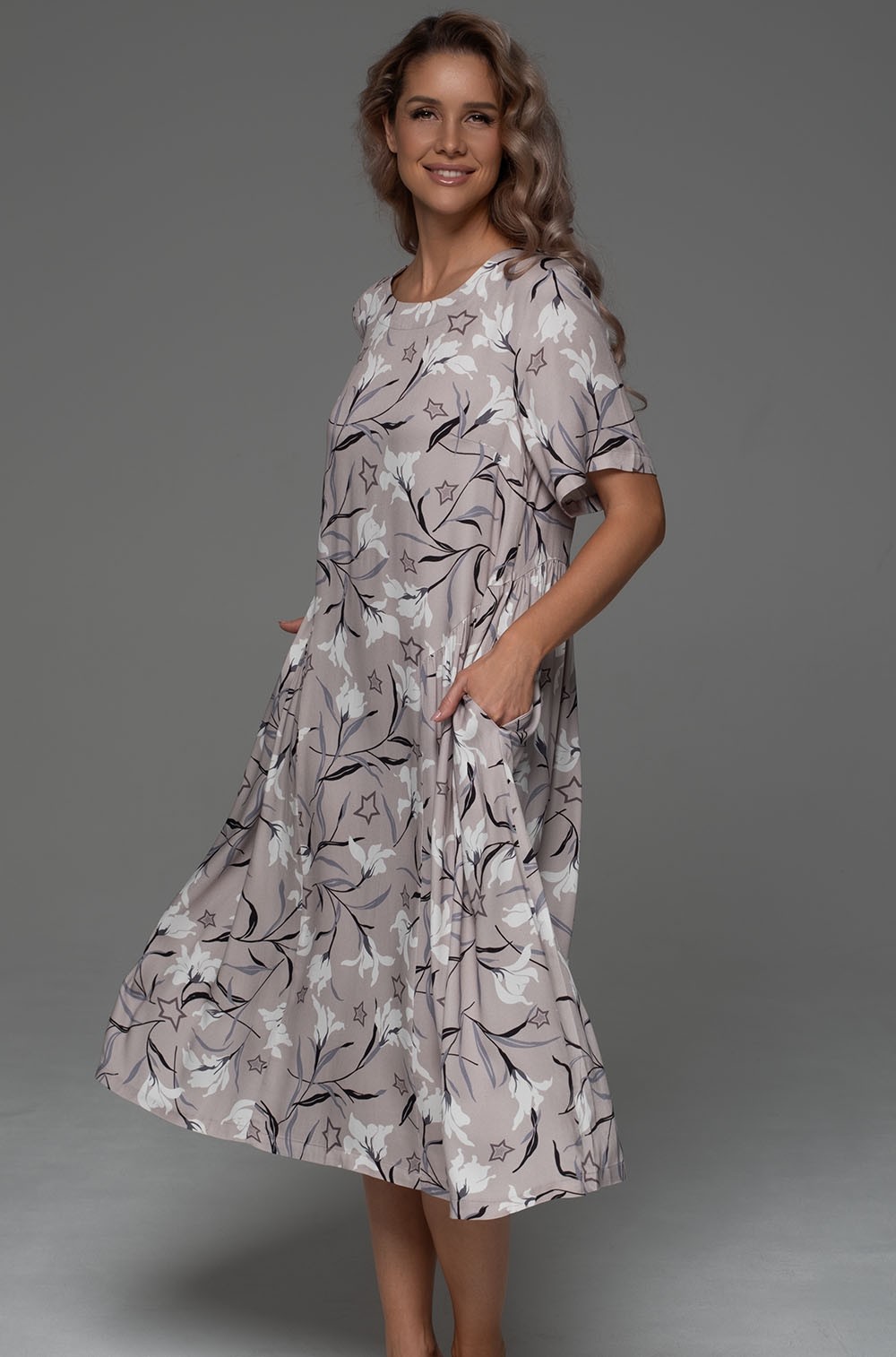 Домашнее платье длинное из вискозы с шёлком Майла 5568 Mia-Amore