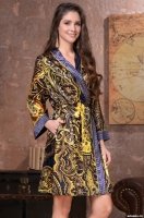 Шёлковый халат домашний короткий Армани Голд 3493 Mia-Amore