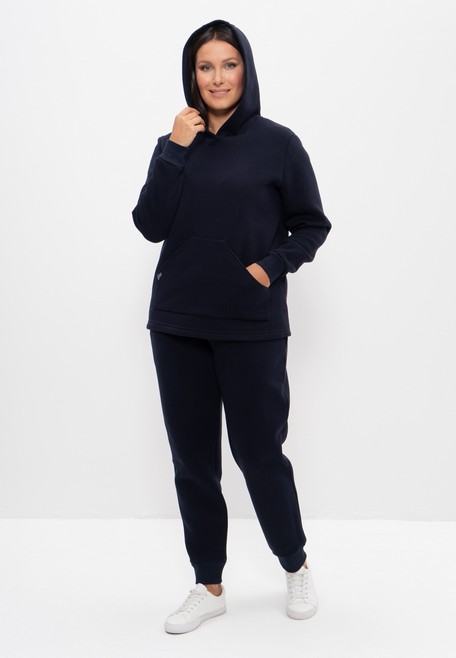 Костюм спортивный женский с начесом худи со штанами 1162 т/синий Cleo