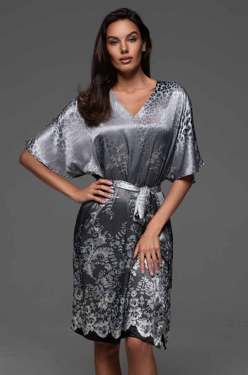 Туника шёлковая домашняя Mia-Amore 4717 Кармелита с короткими рукавами