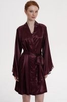 Халат женский из смесового шёлка винный Лилироуз 4593 Mia-Amore
