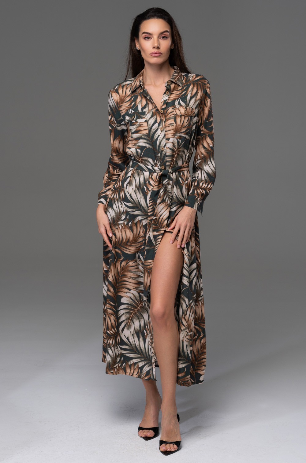 Длинная рубашка-платье на пуговицах из вискозы Самуи 5394 Mia-Amore