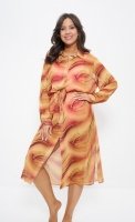 Пляжная туника длиннная шифоновая на пуговицах 1297 Cleo оранжевый