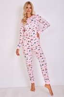 Пижама новогодняя женская лонгслив со штанами 2836 розовый LAURA