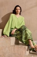 Костюм блуза и широкие брюки хлопок Тенерифе 5226 зелёный Mia-Amore