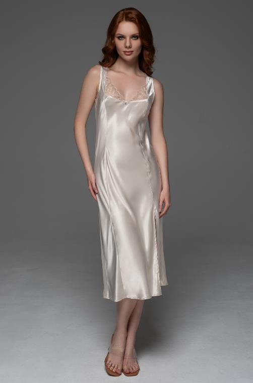 Ночная сорочка Леонардо Mia-Amore 4664 из шёлка кремовая