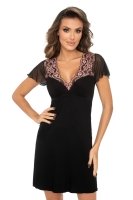 Сорочка ночная короткая с рукавом из нежной вискозы чёрная Адель Donna