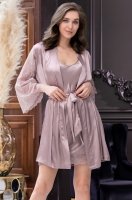 Халат атласный с широкими кружевными рукавами 7263 MISTY латте Mia-Amore