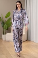 Шёлковая пижама топ на широкой лямке брюки жакет 4065 Примроуз Mia-Amore