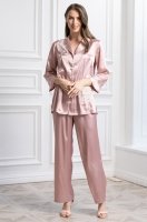 Шёлковая пижама рубашка с брюками Феллини пудра 3915 Mia-Amore