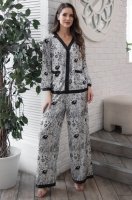 Стильная шёлковая пижама жакет с брюками Шарлин 4096 Mia-Amore