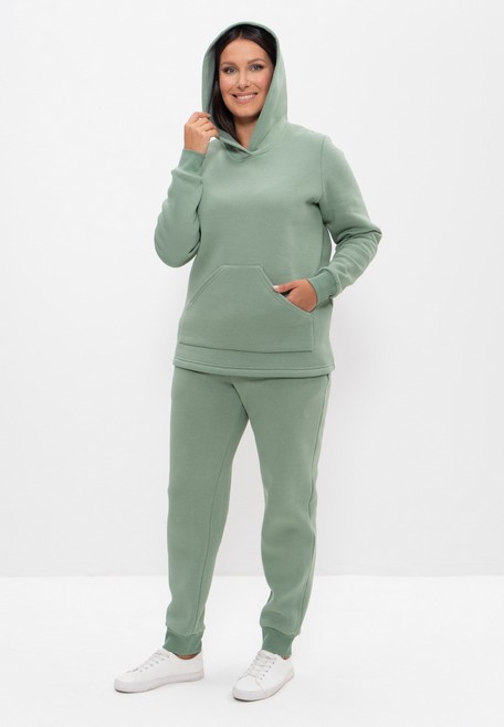 Костюм спортивный теплый с начесом худи с брюками 1162 оливковый Cleo