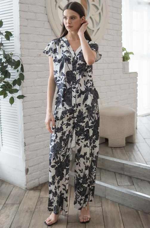 Шёлковая пижама жакет на пуговицах с брюками Глэдис Gladis 4116 Mia-Amore