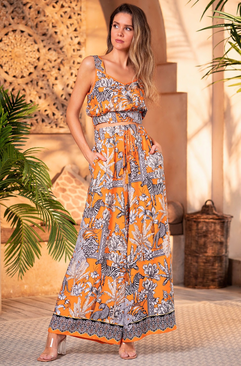 Пляжный костюм женский топ с брюками из вискозы Мадагаскар 1796 Mia-Amore