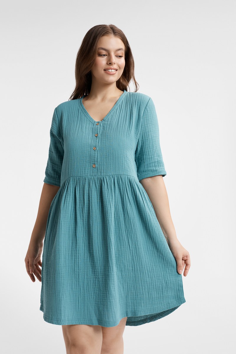 Ультрамодная туника с пуговицами домашняя хлопковая 40606 LOONY Esotiq