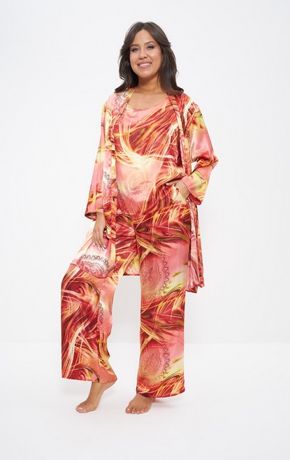 Пижама-тройка женская топ брюки жакет 1172 Cleo красный