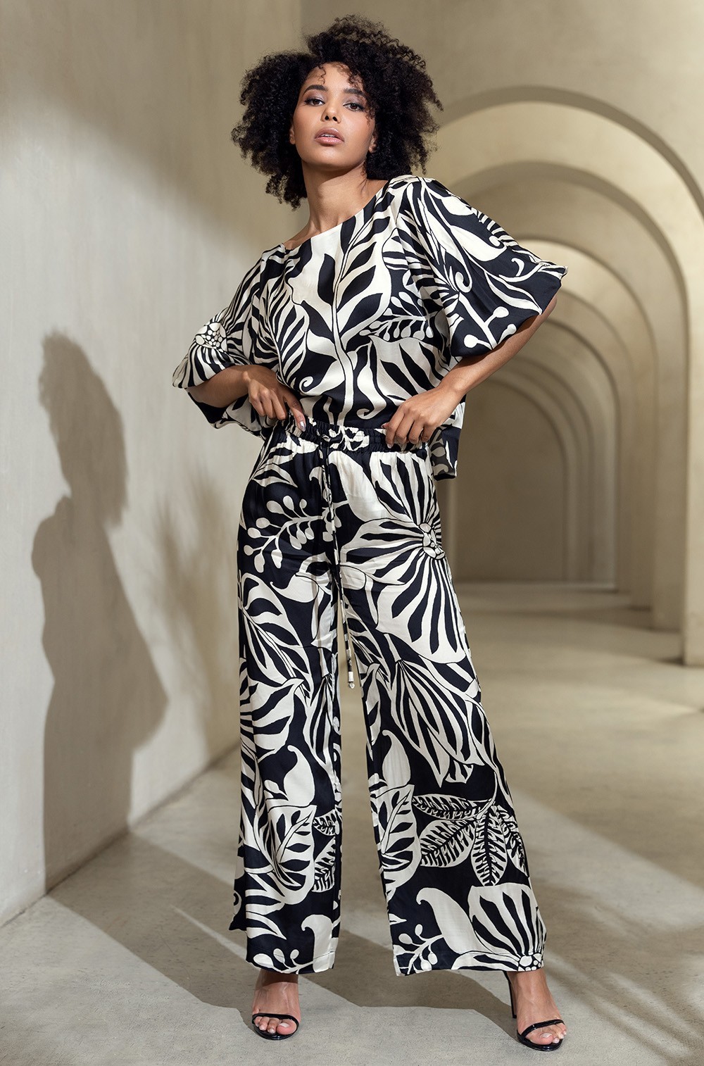 Стильный комплект блуза и брюки-палаццо шёлк/вискоза Малена 4146 Миа-Аморе