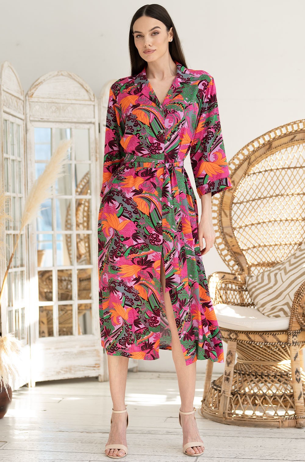 Рубашка-платье летнее на пуговицах вискоза из вискозы Гавана 5267 Mia-Amore