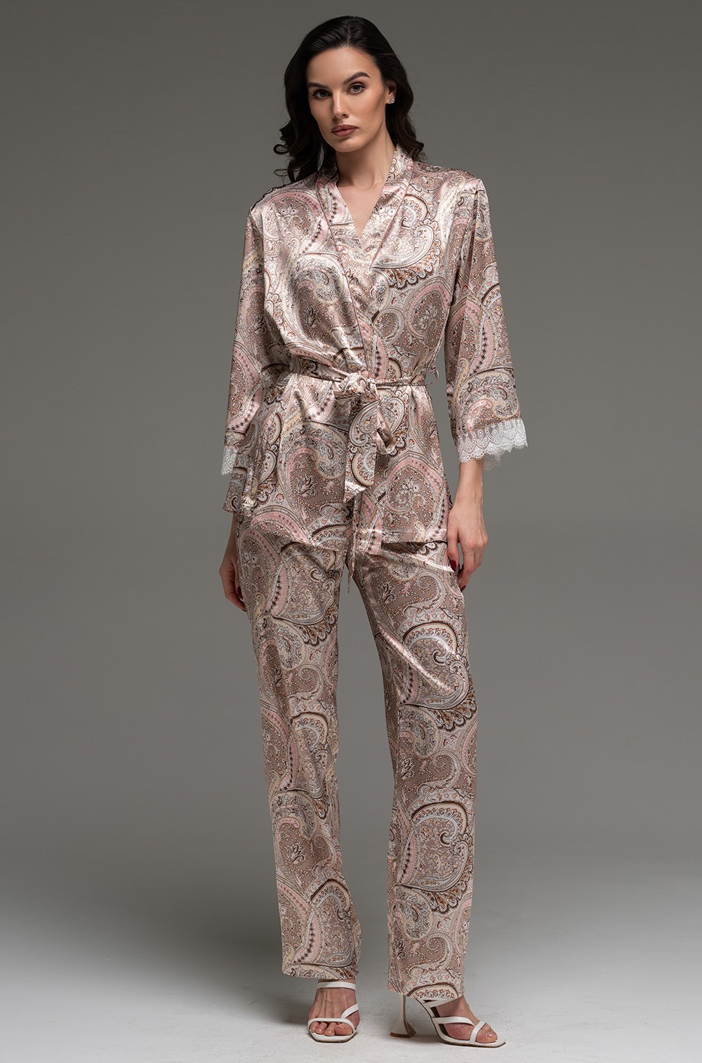 Шёлковая пижама жакет топ боюки Клементина 3447 Mia-Amore