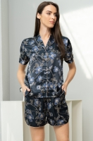 Стилная шёлковая пижама рубашка с шортами Роксолана 4374 Mia-Amore
