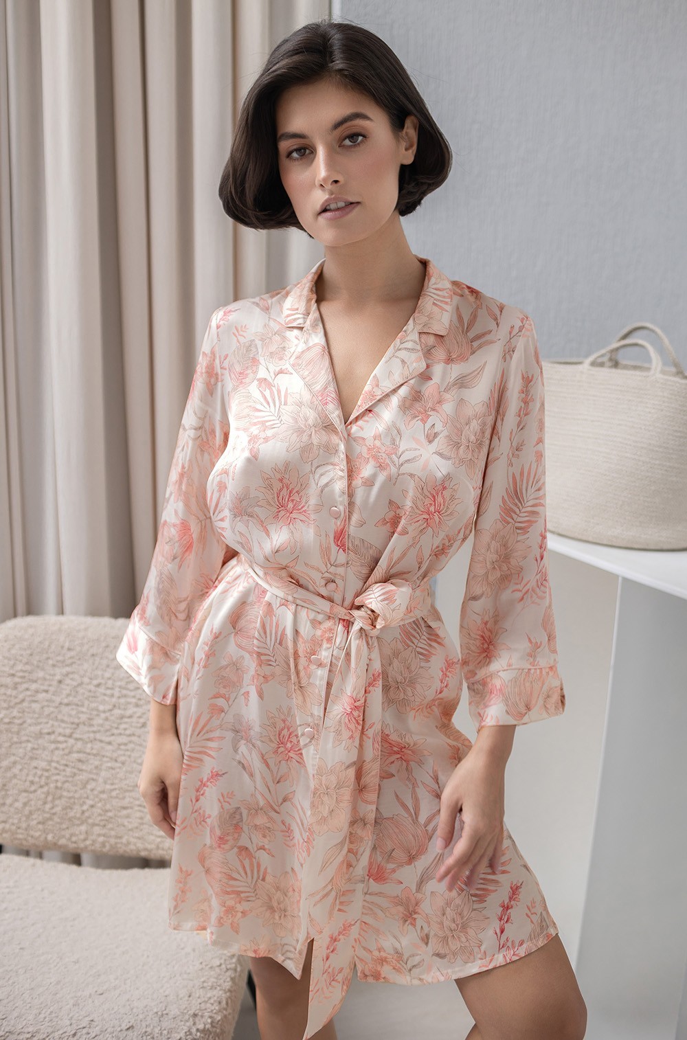 Халат на пуговицах домашний из шёлка с вискозой Молли 1927 Mia-Amore