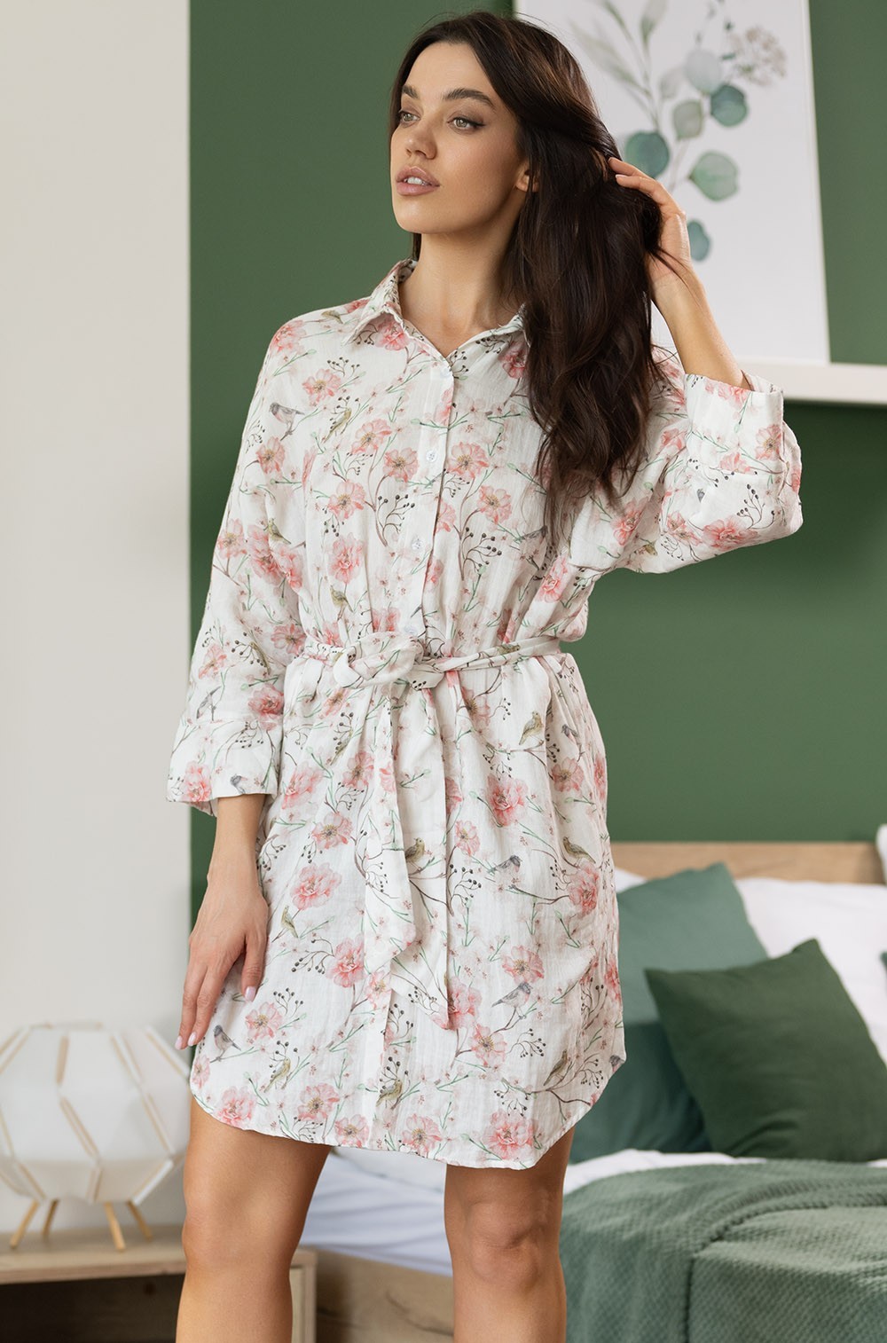 Рубашка женская на пуговицах короткая Вербена 5524 Mia-Amore