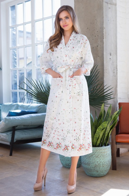 Хлопковый халат длинный запашной 4/5XL Daisy Дэйзи 16319 Mia-Mia