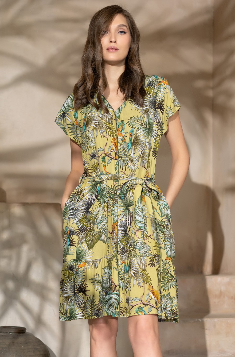 Платье-рубашка летнее до колен из вискозы Сафари 1801 Mia-Amore