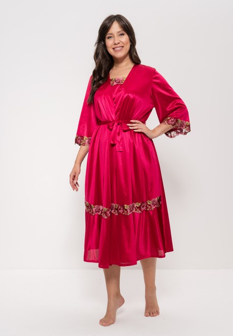 Халат женский длинный запашной 1299 Cleo бордо