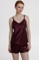 Пижама с шортами из смесового шёлка винный Лилироуз 4592 Mia-Amore