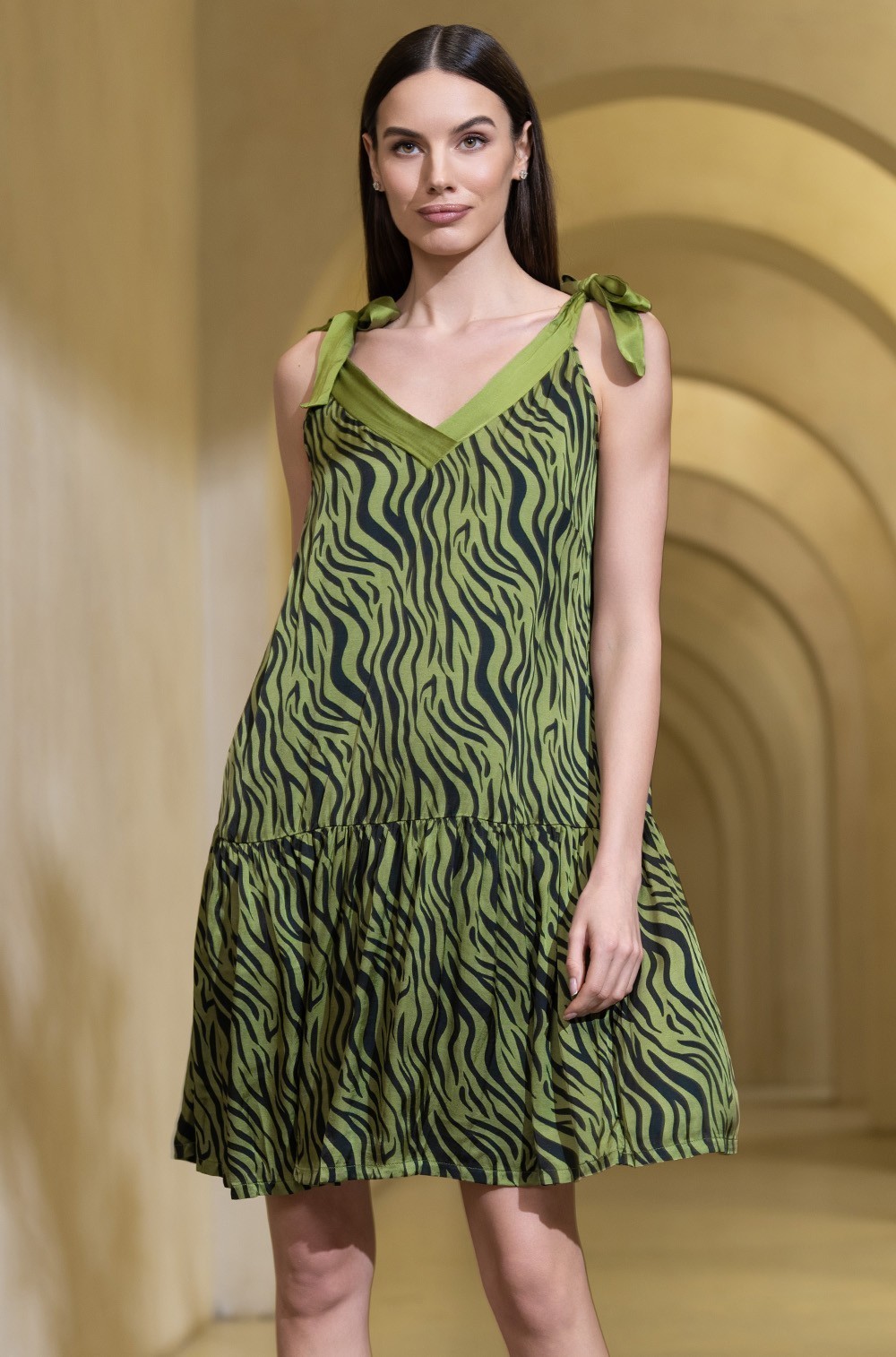 Сарафан короткий свободного силуэта шёлк с вискозой Ирма 4150 Mia-Amore