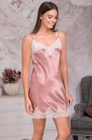 Шёлковая сорочка ночная с кружевом 3440 роза Мэрилин Делюкс Mia-Amore