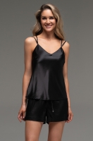 Пижама с шортами чёрная из смесового шёлка Лилироуз 4592 Mia-Amore