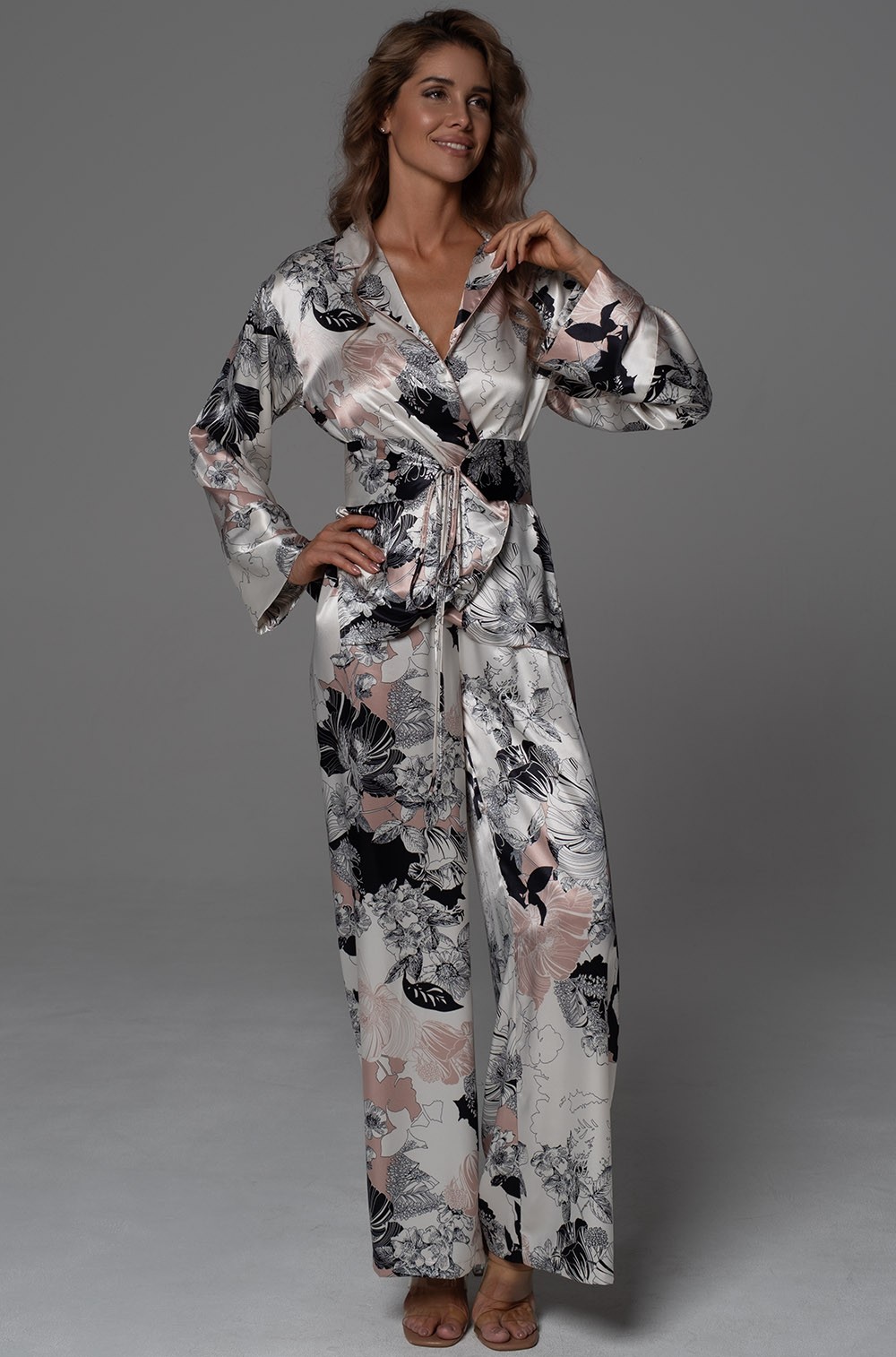 Шёлковая пижама с широким поясом Тринити 4765 Миа-Аморе