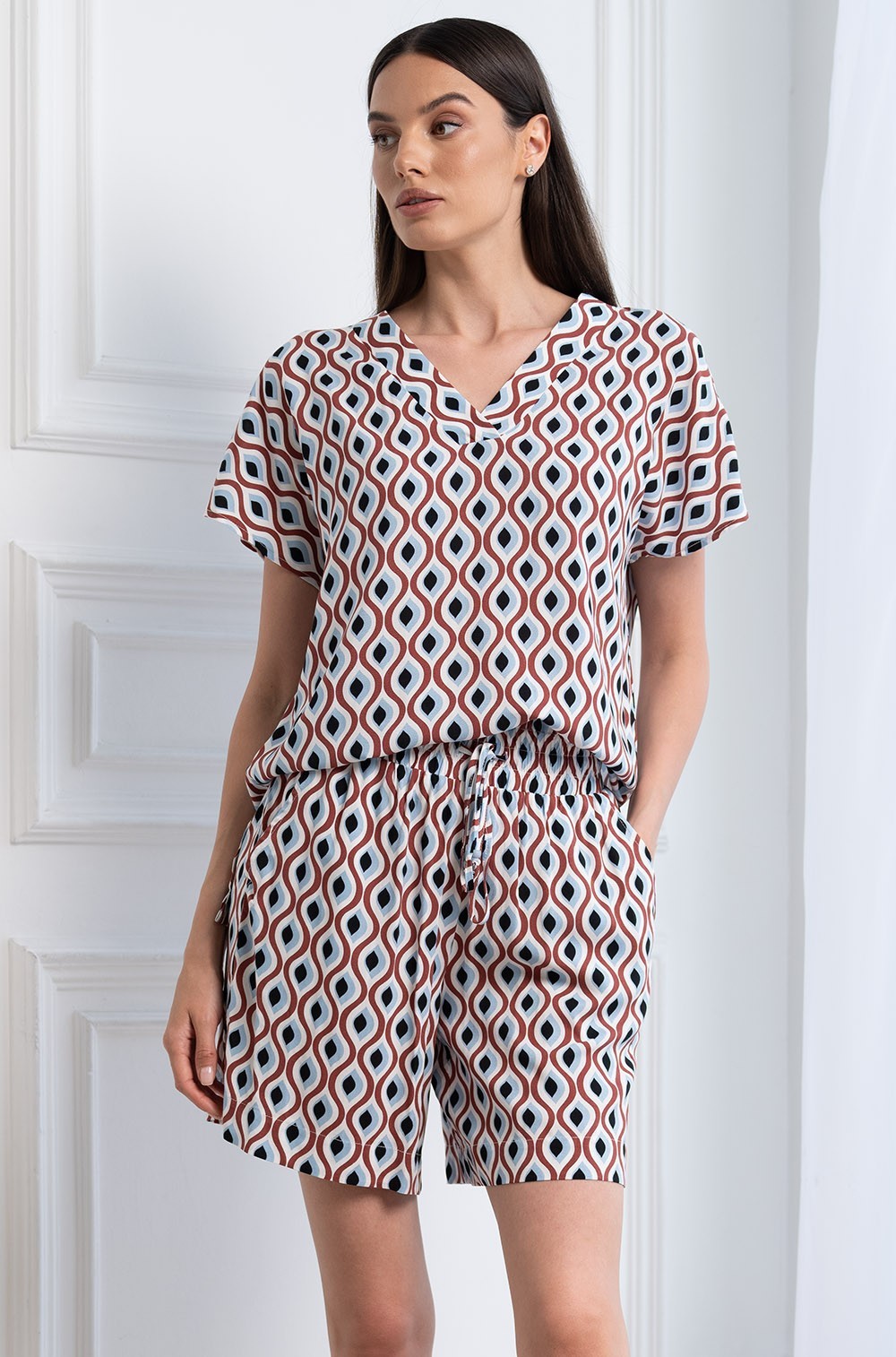 Летний комплект свободный топ с шортами из вискозы  Берта 5304 Mia-Amore