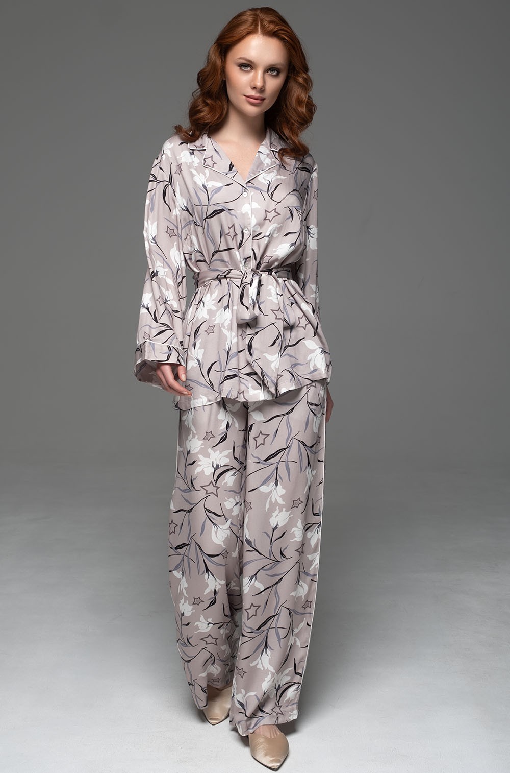 Элегантная пижама на пуговицах из вискозы с шёлком Майла 5565 Mia-Amore