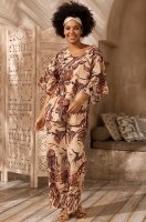 Комплект летний топ с брюками-палаццо хлопок/лён Эфиопия 5456 Mia-Amore