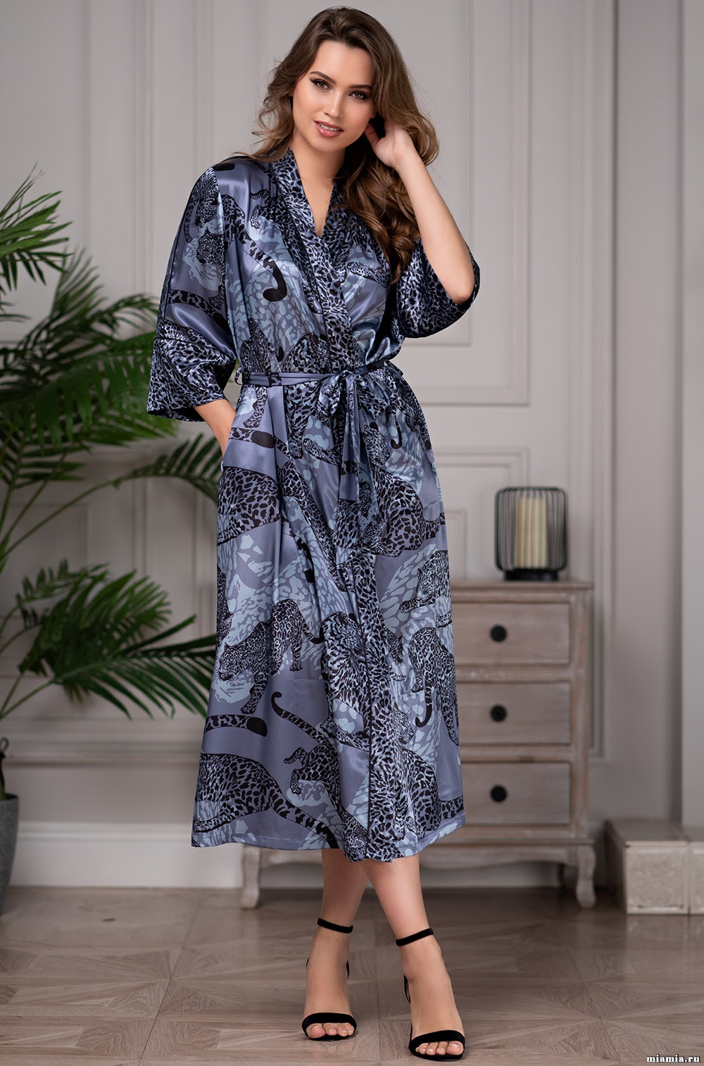 Шёлковый халат длинный домашний Mia-Amore AMAZONKA Амазонка 8669