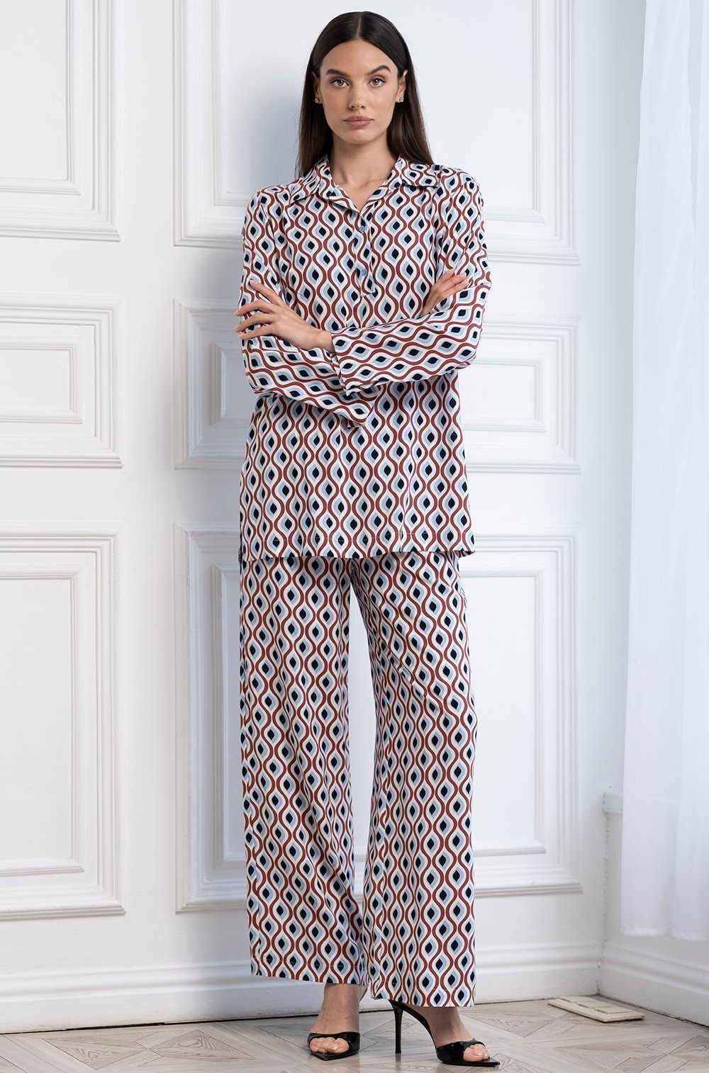 Летний комплект блуза с рукавом и брюки из вискозы Берта 5306 Mia-Amore