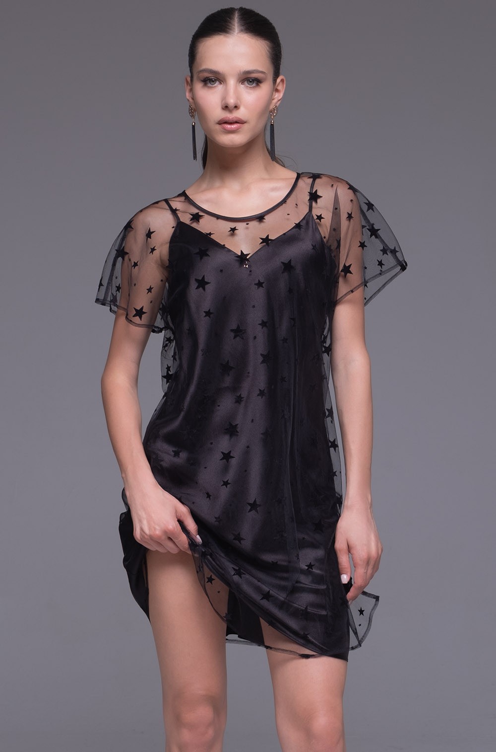 Прозрачная туника из сетки со звёздочками Andromeda 4305 Mia-Amore