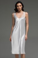 Сорочка ниже колен белая из смесового шёлка Лилироуз 4595 Mia-Amore