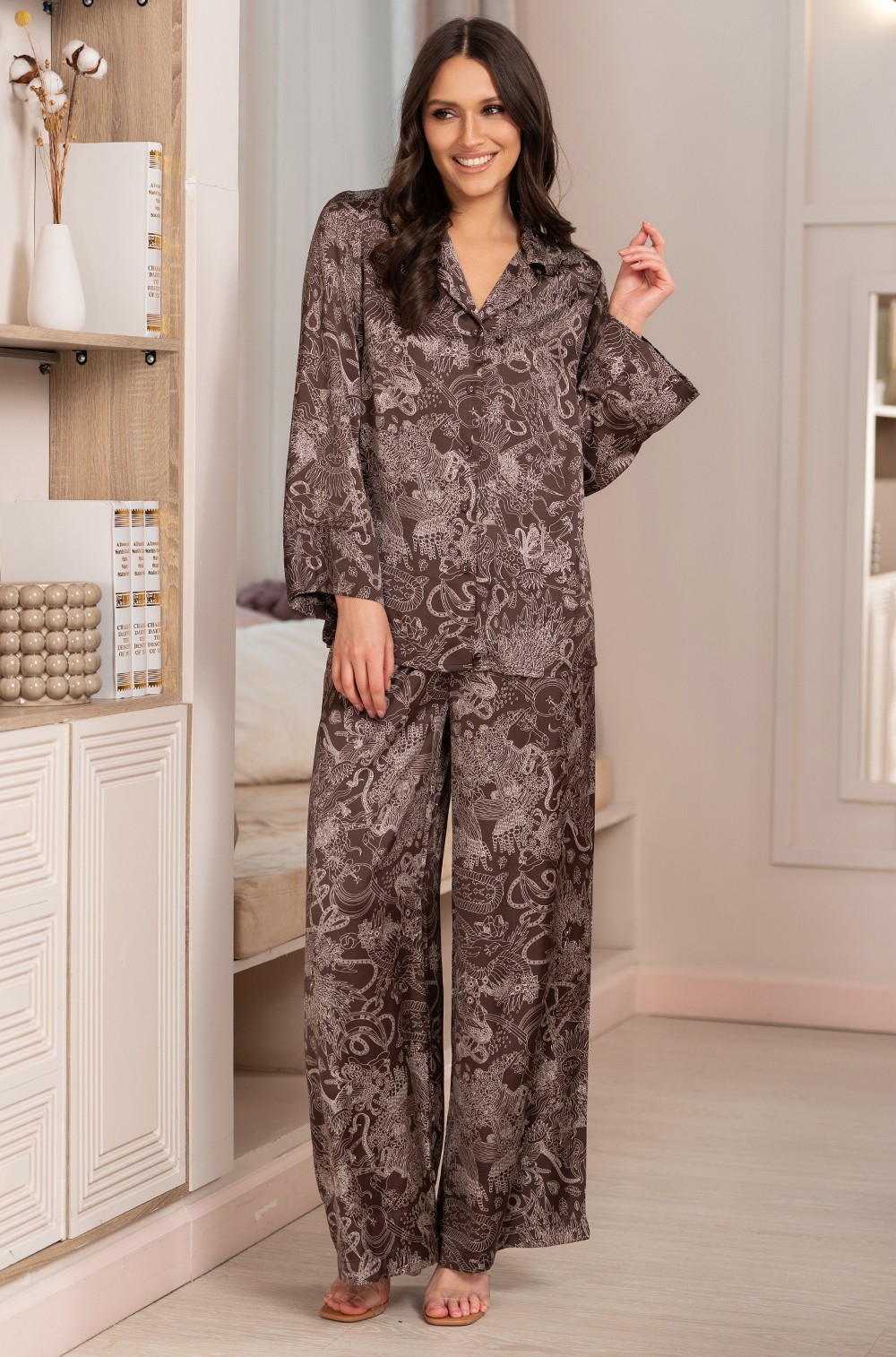 Шёлковая пижама Mia‑Amore Demi 4885 рубашка и брюки‑палаццо